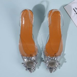 Rhinestone Clear Slingback Pumps